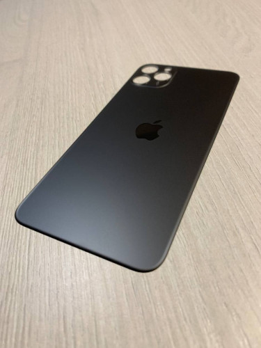 Заднее стекло (крышка) для IPhone 11 Pro Max черное (space gray)