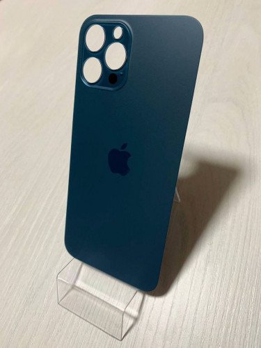 Заднее стекло (крышка) для IPhone 12 Pro Max синее (PACIFIC BLUE)