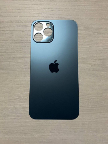 Заднее стекло (крышка) для IPhone 12 Pro Max синее (PACIFIC BLUE)