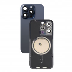 iPhone 15 Pro задняя крышка в сборе с окошками камеры (Blue Titanium) синий титан