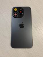 iPhone 15 Pro задняя крышка в сборе с окошками камеры (Black Titanium) черный титан