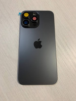 iPhone 15 Pro Max задняя крышка в сборе с окошками камеры (Black Titanium) черный титан