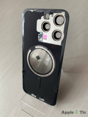Задняя крышка iPhone 15 Pro Max в сборе с окошками камеры (Natural Titanium) серая