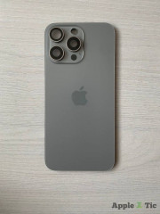 Задняя крышка iPhone 15 Pro Max в сборе с окошками камеры (Natural Titanium) серая