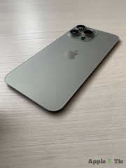 Задняя крышка iPhone 15 Pro Max в сборе с окошками камеры (Natural Titanium) серая