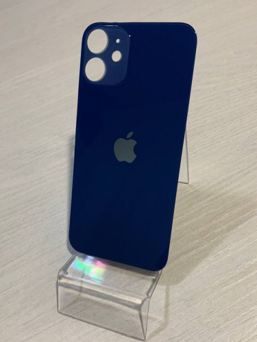 Заднее стекло (крышка) для IPhone 12 mini синее (BLUE)